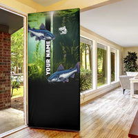 Custom Catfish Fishing Door Cover with Underwater River Scene and Green Aquatic Pattern - Wonder Print Shop