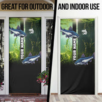 Custom Catfish Fishing Door Cover with Underwater River Scene and Green Aquatic Pattern - Wonder Print Shop