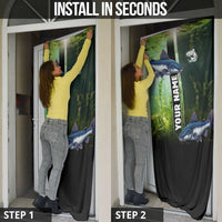 Custom Catfish Fishing Door Cover with Underwater River Scene and Green Aquatic Pattern - Wonder Print Shop