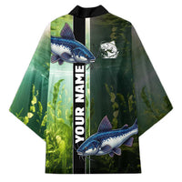 Custom Catfish Fishing Kimono with Underwater River Scene and Green Aquatic Pattern - Wonder Print Shop