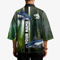 Custom Catfish Fishing Kimono with Underwater River Scene and Green Aquatic Pattern - Wonder Print Shop