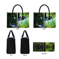 Catfish Fishing Leather Bag with Underwater River Scene and Green Aquatic Pattern - Wonder Print Shop