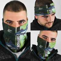 Catfish Fishing Neck Gaiter with Underwater River Scene and Green Aquatic Pattern - Wonder Print Shop