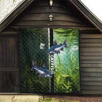 Catfish Fishing Quilt with Underwater River Scene and Green Aquatic Pattern - Wonder Print Shop