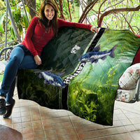 Catfish Fishing Quilt with Underwater River Scene and Green Aquatic Pattern - Wonder Print Shop