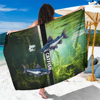 Catfish Fishing Sarong with Underwater River Scene and Green Aquatic Pattern - Wonder Print Shop