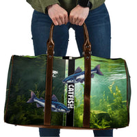 Catfish Fishing Travel Bag with Underwater River Scene and Green Aquatic Pattern - Wonder Print Shop