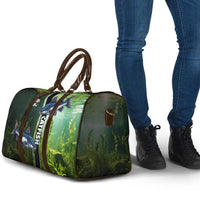 Catfish Fishing Travel Bag with Underwater River Scene and Green Aquatic Pattern - Wonder Print Shop