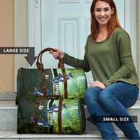 Catfish Fishing Travel Bag with Underwater River Scene and Green Aquatic Pattern - Wonder Print Shop