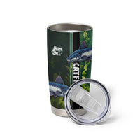 Custom Catfish Fishing Tumbler Cup with Underwater River Scene and Green Aquatic Pattern - Wonder Print Shop