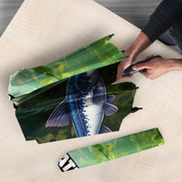 Catfish Fishing Umbrella with Underwater River Scene and Green Aquatic Pattern - Wonder Print Shop