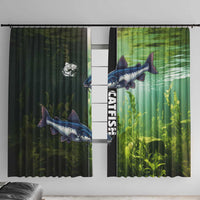 Catfish Fishing Window Curtain with Underwater River Scene and Green Aquatic Pattern - Wonder Print Shop