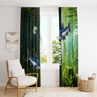 Catfish Fishing Window Curtain with Underwater River Scene and Green Aquatic Pattern - Wonder Print Shop