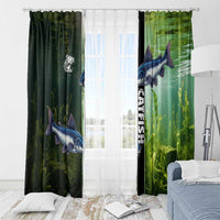 Catfish Fishing Window Curtain with Underwater River Scene and Green Aquatic Pattern - Wonder Print Shop
