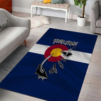 Custom Fishing Hook Area Rug with Colorado Flag Theme and Blue White Graphic Pattern - Wonder Print Shop