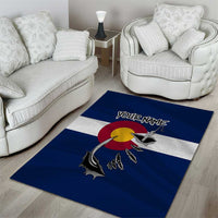 Custom Fishing Hook Area Rug with Colorado Flag Theme and Blue White Graphic Pattern - Wonder Print Shop