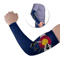 Custom Fishing Hook Arm Sleeves with Colorado Flag Theme and Blue White Graphic Pattern - Wonder Print Shop