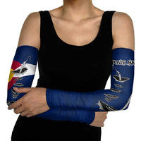 Custom Fishing Hook Arm Sleeves with Colorado Flag Theme and Blue White Graphic Pattern - Wonder Print Shop