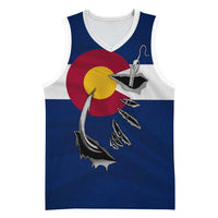 Custom Fishing Hook Basketball Jersey with Colorado Flag Theme and Blue White Graphic Pattern - Wonder Print Shop