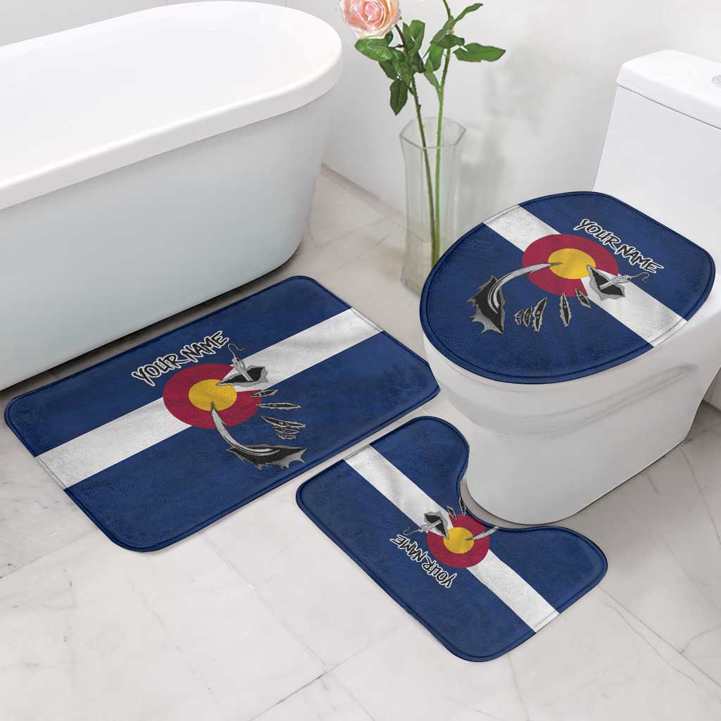 Custom Fishing Hook Bathroom Set with Colorado Flag Theme and Blue White Graphic Pattern - Wonder Print Shop