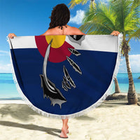 Custom Fishing Hook Beach Blanket with Colorado Flag Theme and Blue White Graphic Pattern - Wonder Print Shop