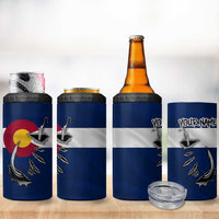 Custom Fishing Hook 4 in 1 Can Cooler Tumbler with Colorado Flag Theme and Blue White Graphic Pattern - Wonder Print Shop