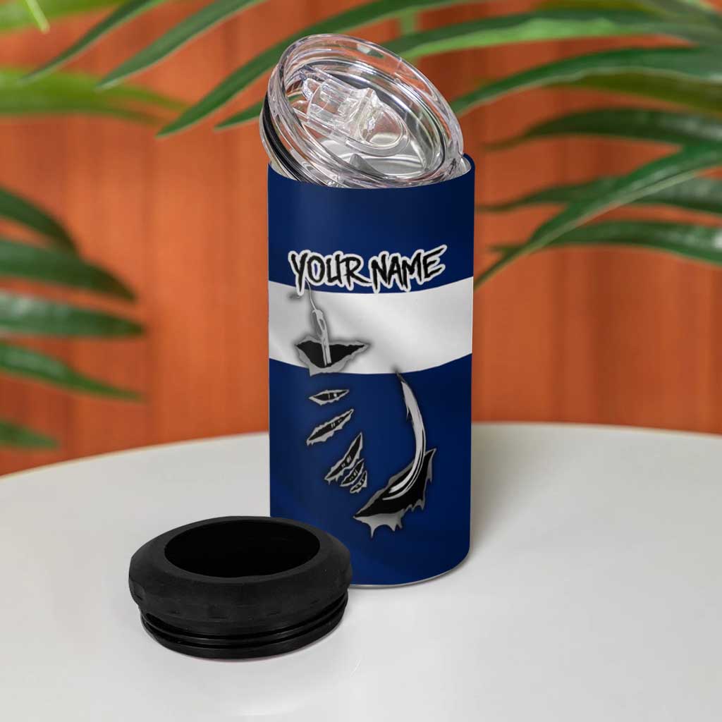 Custom Fishing Hook 4 in 1 Can Cooler Tumbler with Colorado Flag Theme and Blue White Graphic Pattern - Wonder Print Shop