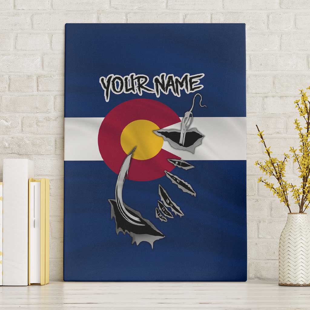 Custom Fishing Hook Canvas Wall Art with Colorado Flag Theme and Blue White Graphic Pattern - Wonder Print Shop