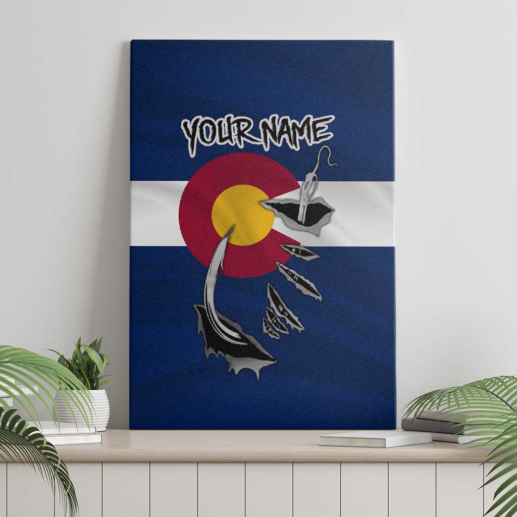 Custom Fishing Hook Canvas Wall Art with Colorado Flag Theme and Blue White Graphic Pattern - Wonder Print Shop
