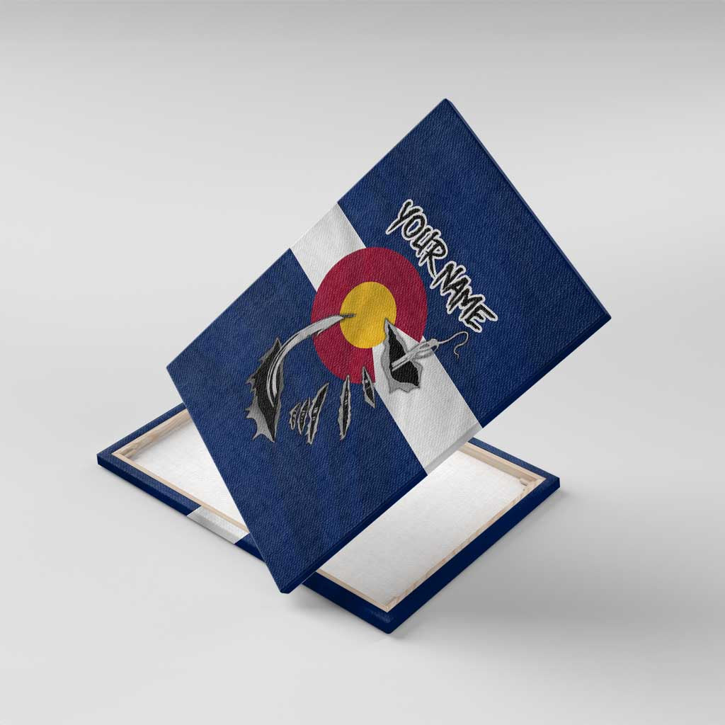Custom Fishing Hook Canvas Wall Art with Colorado Flag Theme and Blue White Graphic Pattern - Wonder Print Shop