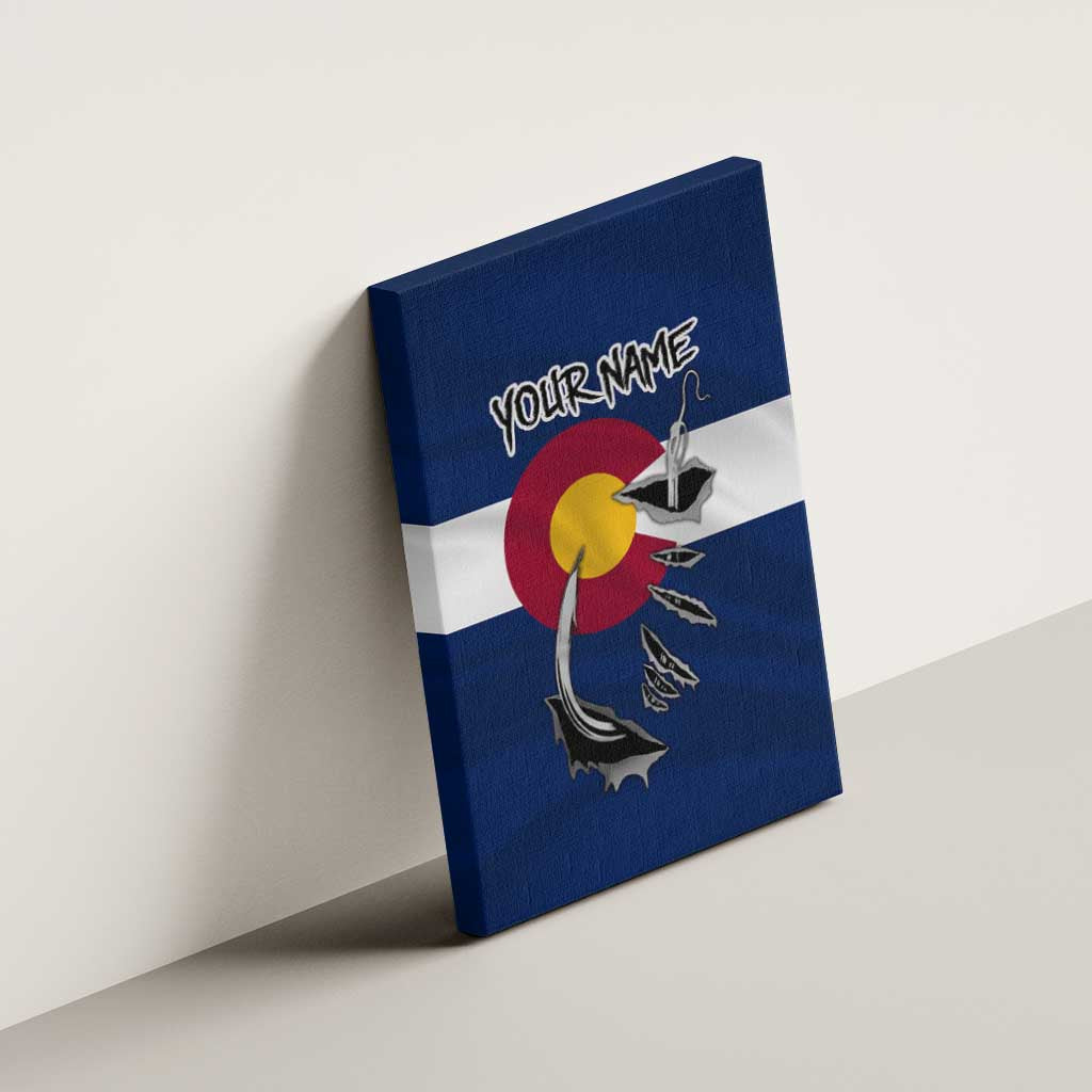 Custom Fishing Hook Canvas Wall Art with Colorado Flag Theme and Blue White Graphic Pattern - Wonder Print Shop