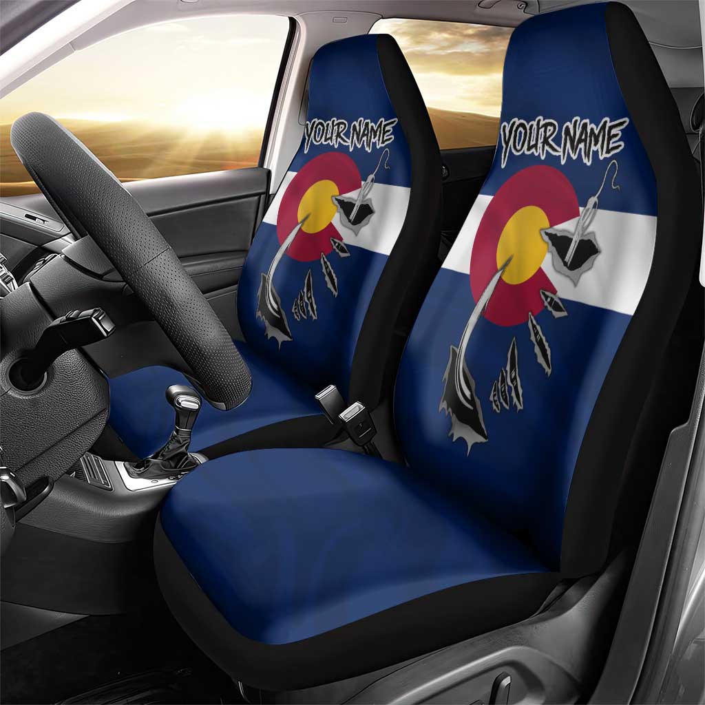 Custom Fishing Hook Car Seat Cover with Colorado Flag Theme and Blue White Graphic Pattern - Wonder Print Shop