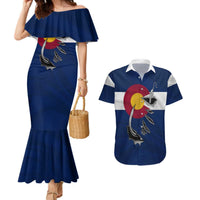 Custom Fishing Hook Couples Matching Mermaid Dress and Hawaiian Shirt with Colorado Flag Theme and Blue White Graphic Pattern - Wonder Print Shop