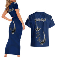 Custom Fishing Hook Couples Matching Short Sleeve Bodycon Dress and Hawaiian Shirt with Colorado Flag Theme and Blue White Graphic Pattern - Wonder Print Shop