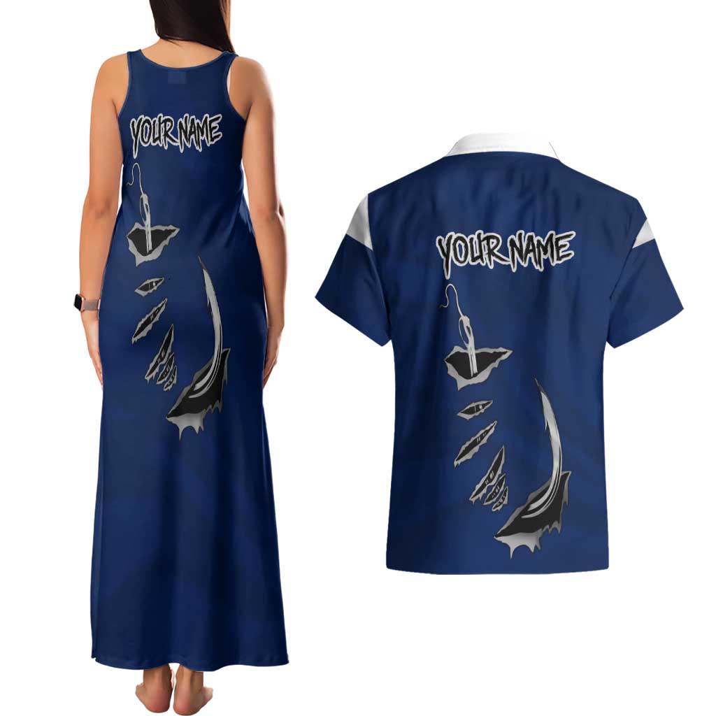Custom Fishing Hook Couples Matching Tank Maxi Dress and Hawaiian Shirt with Colorado Flag Theme and Blue White Graphic Pattern - Wonder Print Shop