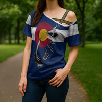 Custom Fishing Hook Cross Shoulder Shirt with Colorado Flag Theme and Blue White Graphic Pattern - Wonder Print Shop