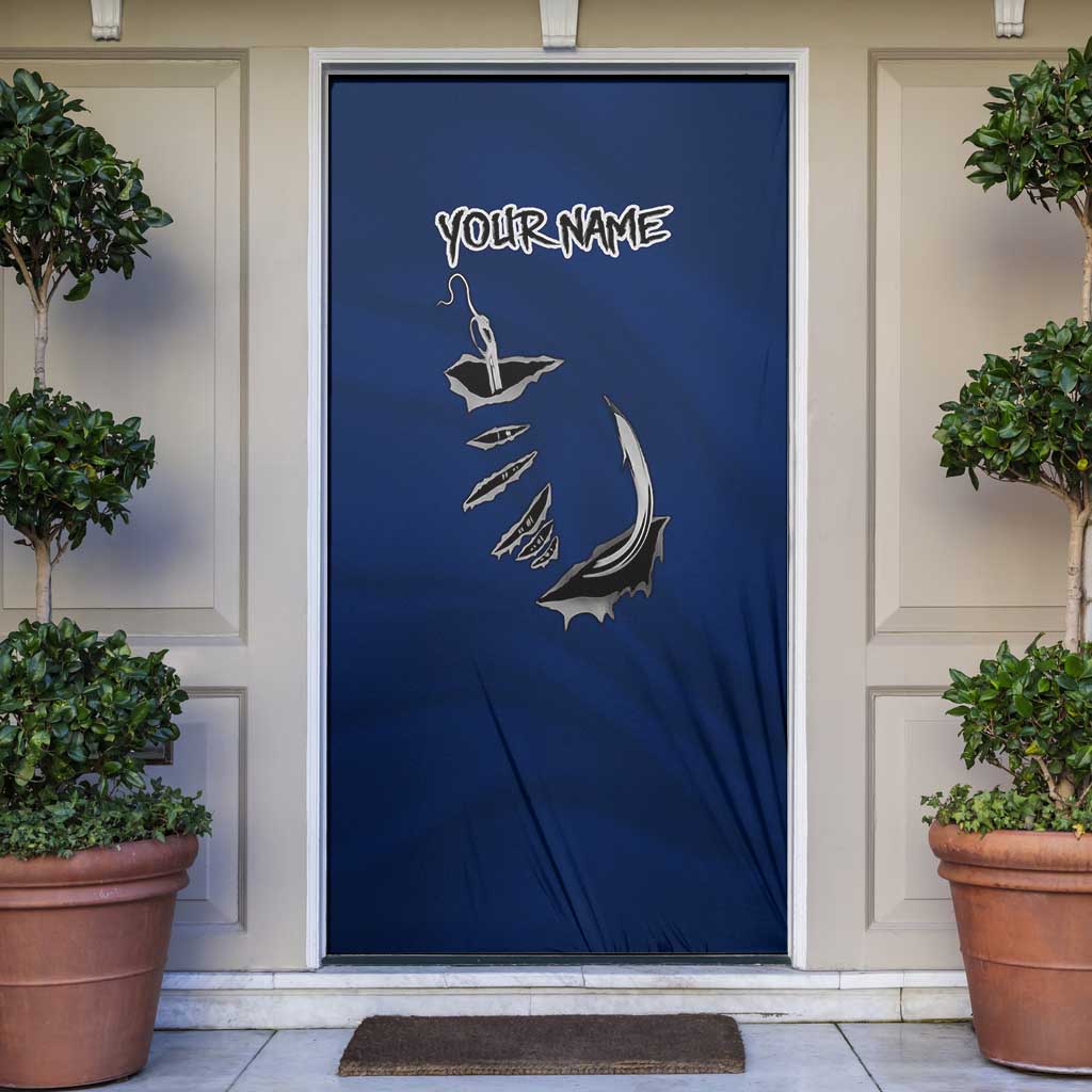 Custom Fishing Hook Door Cover with Colorado Flag Theme and Blue White Graphic Pattern - Wonder Print Shop