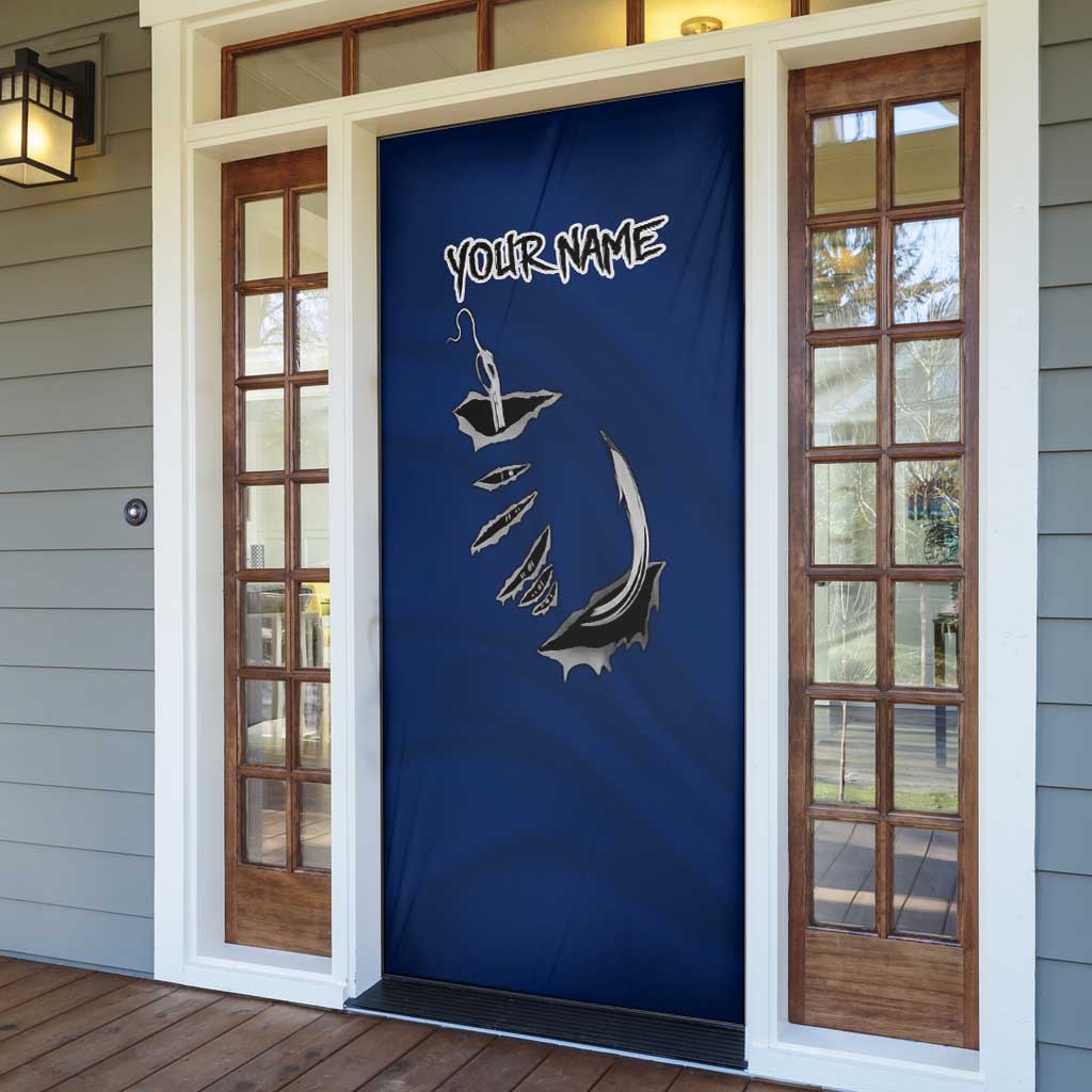 Custom Fishing Hook Door Cover with Colorado Flag Theme and Blue White Graphic Pattern - Wonder Print Shop