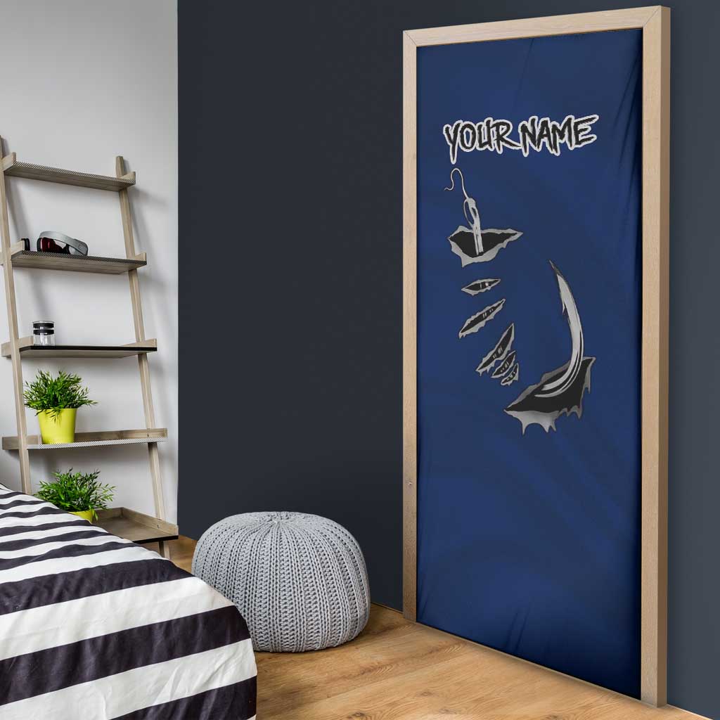 Custom Fishing Hook Door Cover with Colorado Flag Theme and Blue White Graphic Pattern - Wonder Print Shop