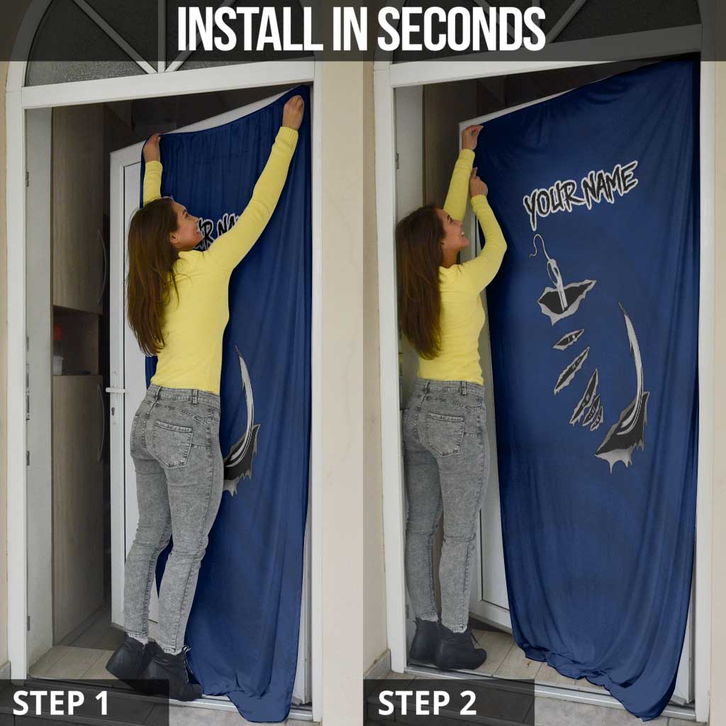 Custom Fishing Hook Door Cover with Colorado Flag Theme and Blue White Graphic Pattern - Wonder Print Shop