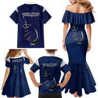 Custom Fishing Hook Family Matching Mermaid Dress and Hawaiian Shirt with Colorado Flag Theme and Blue White Graphic Pattern - Wonder Print Shop
