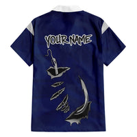 Custom Fishing Hook Family Matching Off The Shoulder Long Sleeve Dress and Hawaiian Shirt with Colorado Flag Theme and Blue White Graphic Pattern - Wonder Print Shop