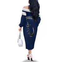 Custom Fishing Hook Family Matching Off The Shoulder Long Sleeve Dress and Hawaiian Shirt with Colorado Flag Theme and Blue White Graphic Pattern - Wonder Print Shop