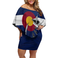 Custom Fishing Hook Family Matching Off Shoulder Short Dress and Hawaiian Shirt with Colorado Flag Theme and Blue White Graphic Pattern - Wonder Print Shop