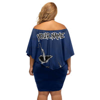 Custom Fishing Hook Family Matching Off Shoulder Short Dress and Hawaiian Shirt with Colorado Flag Theme and Blue White Graphic Pattern - Wonder Print Shop