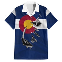 Custom Fishing Hook Family Matching Short Sleeve Bodycon Dress and Hawaiian Shirt with Colorado Flag Theme and Blue White Graphic Pattern - Wonder Print Shop