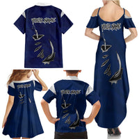 Custom Fishing Hook Family Matching Summer Maxi Dress and Hawaiian Shirt with Colorado Flag Theme and Blue White Graphic Pattern - Wonder Print Shop