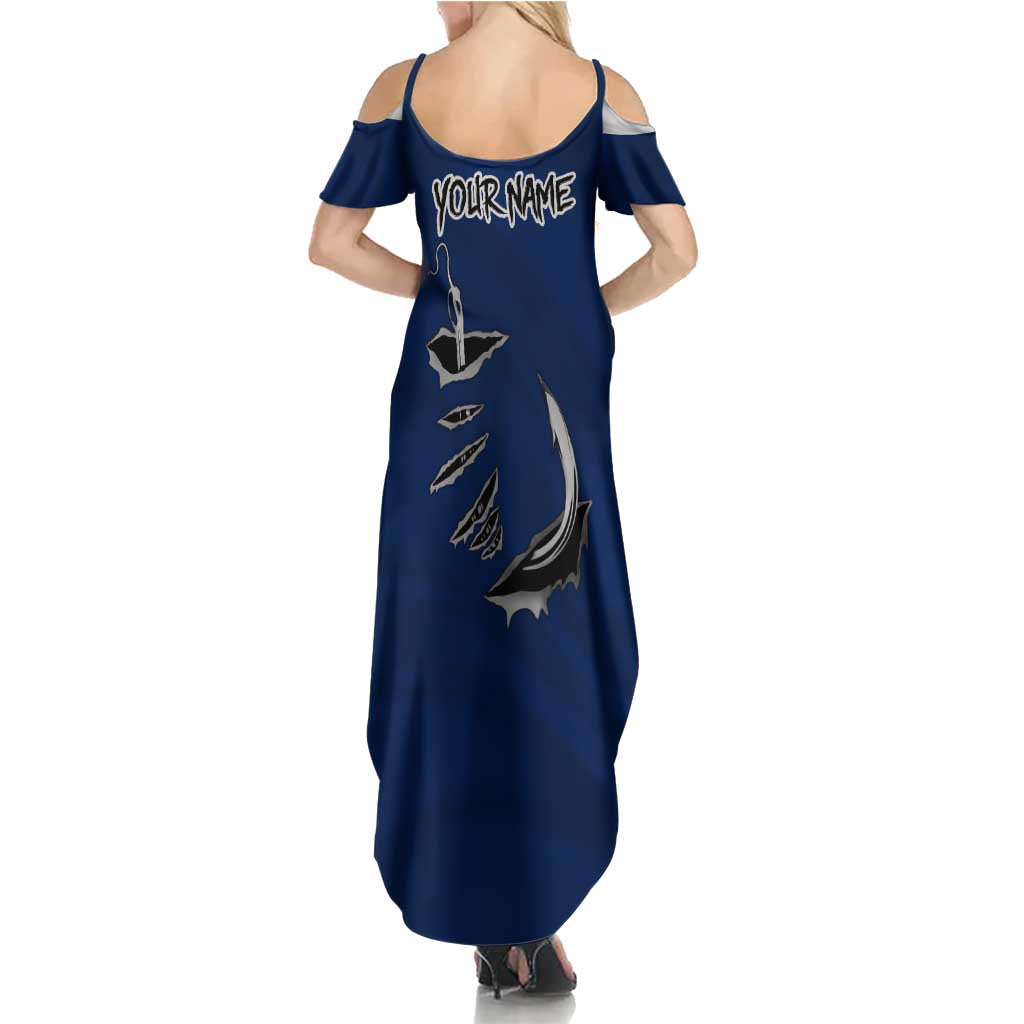 Custom Fishing Hook Family Matching Summer Maxi Dress and Hawaiian Shirt with Colorado Flag Theme and Blue White Graphic Pattern - Wonder Print Shop