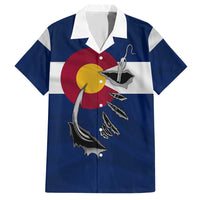 Custom Fishing Hook Hawaiian Shirt with Colorado Flag Theme and Blue White Graphic Pattern - Wonder Print Shop