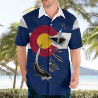 Custom Fishing Hook Hawaiian Shirt with Colorado Flag Theme and Blue White Graphic Pattern - Wonder Print Shop